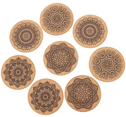 Alipis sous-Verres Ronds Liège avec Support Bois Set De sous-Tasses Résistants Chaleur pour Maison Bureau