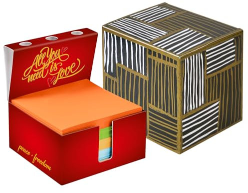 PrintCollect Zettelbox „Love“ aus stabil verklebtem Vollkarton, mit Stiftehalter, Notizzettel aus kräftigem Papier (1er-Set im Geschenkkarton)