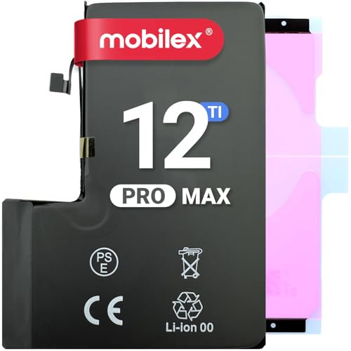 MOBILEX® Batteria per iPhone 12 Pro MAX | Chip TI | 3687mAh - OEM | Ricambio interno con adesivo | Capacità originale
