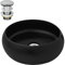 LuxeBath Waschbecken Keramik rund Ø 350x120 mm Schwarz mit Ablaufgarnitur Silber, Aufsatzwaschbecken für Badezimmer/Gäste-WC, Modernes Aufsatzbecken, Waschtisch Waschschale Waschplatz Handwaschbecken