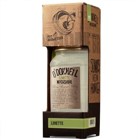 O'Donnell Moonshine Kombi-Set mit Ausgießer Vegan Likör Deutschland inkl. FeinWert E-Book (Limette)