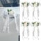 4 PCS Wedding Car Door Handle Decorations – White Artificial Flowers with Bowknot Ribbons, Just Married Automotive Accessories for Vehicle Door Handles