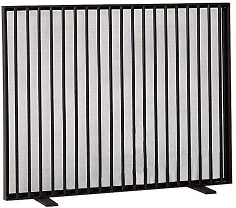 Fireplace Screen Flat Gate Protector Wrought Iron Mesh Fire Spark for Indoor Outdoor W 38.2in X H 30in Black