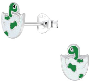 Monkimau Mädchen Ohrringe Dinosaur | Ohrstecker aus 925 Sterling Silber | Kinderohrringe hypoallergen