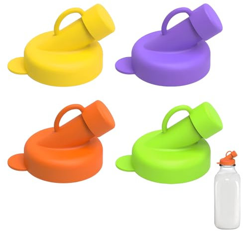 4 Pcs Silicone Milk Bottle Dispenser Caps, 1.88 Inch Reusable Glass Milkbottle Pourer Top, Diameter Pour Spout Lids, Leak-Proof, No Odor Freshs Keeping Cover
