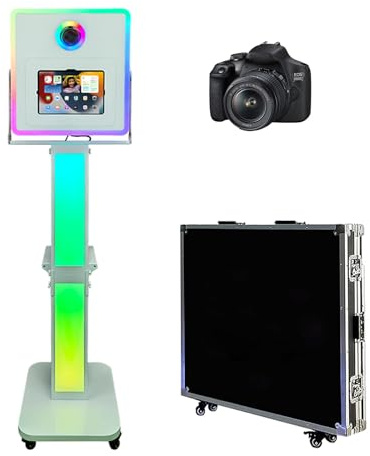 Tragbare Fotokabine für iPad, individuelle Größe und Logo, Selfie-Station, Fotoautomaten-Maschine mit RGB-Licht und Flugtasche für Mietveranstaltungen, Hochzeiten (Maschine + Kamera)