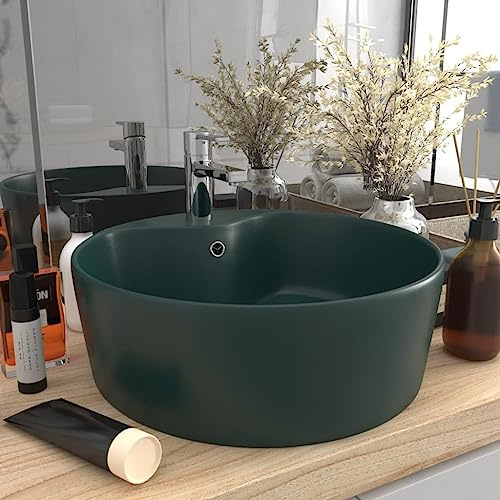 Générique Lavabo de Luxe avec trop-Plein Vert foncé Mat 36x13cm Céramique,Lavabos,7.8KG-147036