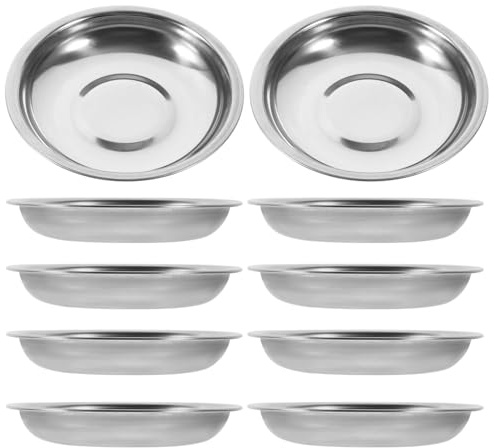 Toyvian 10 Pièces Lot de Assiettes Apéritif Inox Rondes Coupelles Épices et Condiments Service Résistant pour Barbecue Pique- et Restaurant
