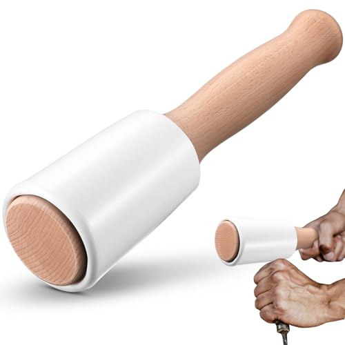 Precision 15oz Wood Carving Mallet for Woodworking, Ergonomic Wooden Handle Reduces Hand Fatigue, Non-Marring Urethane Head, Wood Chisel Hammer for Carving Joinery Tools(White)