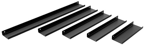 HEVVA 1x Regalleiste - Marseille - Bilderleiste (115 cm, Schwarz) | Bilderleiste, Metall-Wandregal, schmales Metallregal, hängendes Bilderregal, Gewürzregal, Wandboard für Bilderrahmen