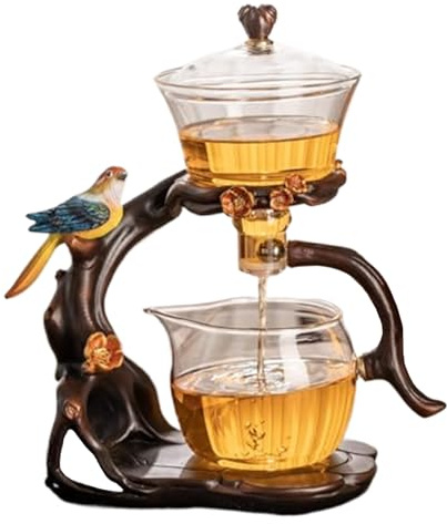 Théière magique, service à thé semi-automatique, théière magnétique en verre à haute teneur en borosilicate avec infuseur, 300 ml + 460 ml magique, 7, 8 x 4, 9 x 10, 4 service thé Kung Fu pour le bure