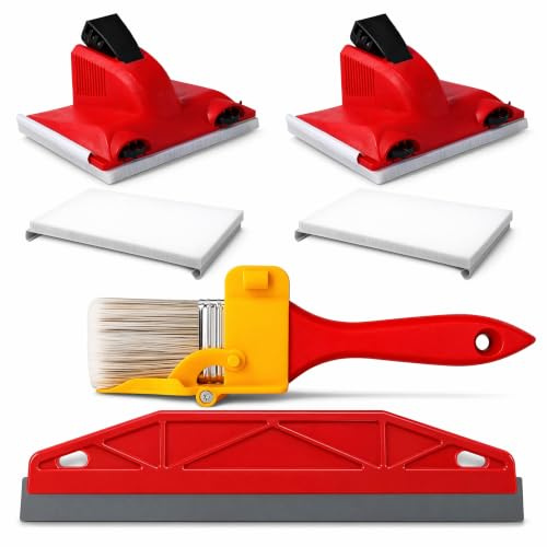 6 Pcs Paint Edger Tool Set, Multifunctional Precision Edging Brush | Nylon Bristles, Cutting in Painting Kit 2 Replacement Pads Paint Shield Accessories for DIY Wall Ceiling Trim Edge Painting