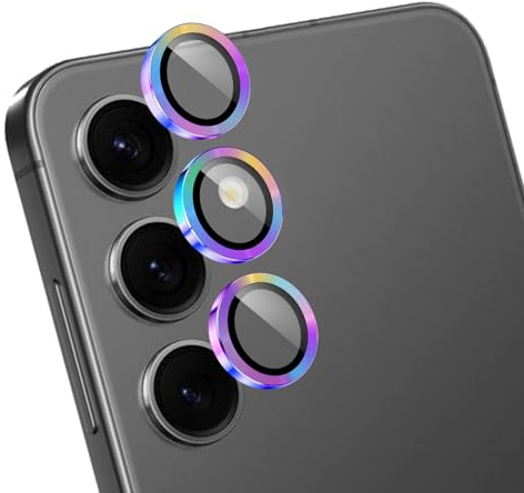 LZAYN 1 Pack Camera Lens Protector for Samsung Galaxy S24 Plus | Full Cover,Anti Scratch HD Tempered Glass,Metal Individual Ring Lens Protectors,Colorful Titanium Smartphone Camera Lens