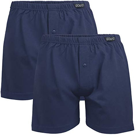 Gomati Herren Jersey Boxershorts (2 Stück) Stretch Unterhose aus Baumwolle - Navy S/4