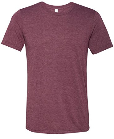 Canvas Mens Triblend Crew Neck Plain Short Sleeve T-Shirt (2XL) (Maroon Triblend)
