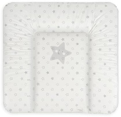 Ceba Baby® Wickelauflage - weiche Wickelunterlage - Baby Wickeltischauflage - 75x72 cm - Abwaschbar - OEKO-TEX® Standard 100 - Made in EU - Grau Sterne - 75 x 72 cm