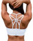 YIANNA Frauen Sport BH Racerback Bügelloser Yoga Bustier Atmungsaktiv Sports Bra Crop Top Running Fitness BH Damen mit Polster Weiß,YA139 Size L