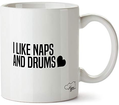 Hippowarehouse Naps Amp Drums Mug – Music Gift - Drummer Present for Percussion Lovers | Ceramic 11oz Dishwasher Safe