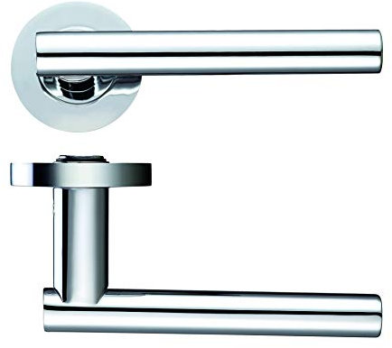 Zoo Hardware ZPZ090CP - Lucca Round Rose Lever Door Handles - Screw On Rose - Polished Chrome Finish