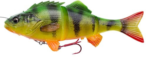 Savage Gear 4D Line Thru Perch Gummifisch Barsch zum Spinnfischen, Gummiköder zum Schleppangeln, Hechtköder, Spinnköder, Farbe:Firetiger, Länge/Gewicht:17cm - 63g