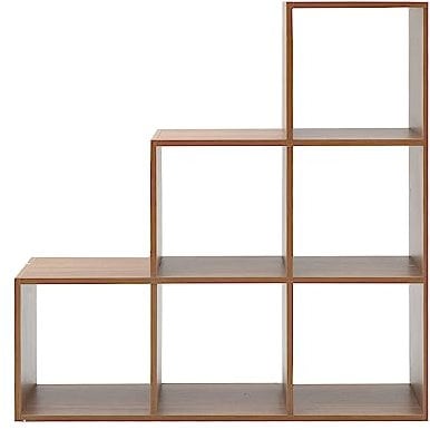 Rebecca Mobili Libreria da terra, scaffale a gradini marrone rovere, mdf, 6 scomparti, design moderno, organizzazione documenti oggetti - Misure: 97,5 x 97,5 x 29 cm (HxLxP) - Art. RE6044