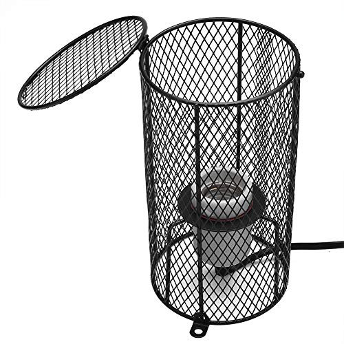 E27 Pet Ceramic Heating Lamp Heater Holder Reptile Infrared Heat Bulb Holder with Anti-hot Bracket for Lizard Turtle(UK Plug)
