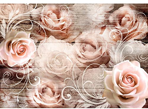 Runa Art Fototapete Vintage Blumen 352 x 250 cm Vlies Tapeten XXL Moderne Wandtapete Wohnzimmer Schlafzimmer Beige 9463011a