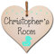 The Plum Penguin Personalised Handmade Wooden Hanging Heart Plaque Gift Green Duck Name Room Door Handle Hanger Nursery Wall Decoration Baby Child Room