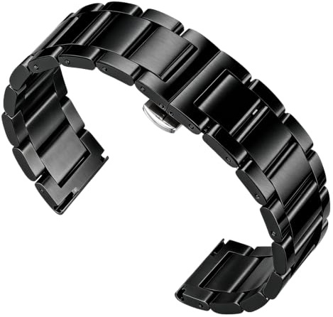 BINLUN Edelstahl Uhrenarmband Ersatzarmband Poliert Metall Uhrenarmbänder Matt Gebürstet Metallarmband für Herren Damen 16mm/18mm/20mm/21mm/22mm/23mm/24mm/26mm mit Schmetterlingsschnalle