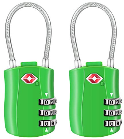 [2 Stück] TSA Gepäckschlösser, Diyife 3-Stelliges Sicherheitsschloss, Kombinationsschlösser, Codeschloss für Reisekoffer Gepäcktasche Etui etc. (Grün)