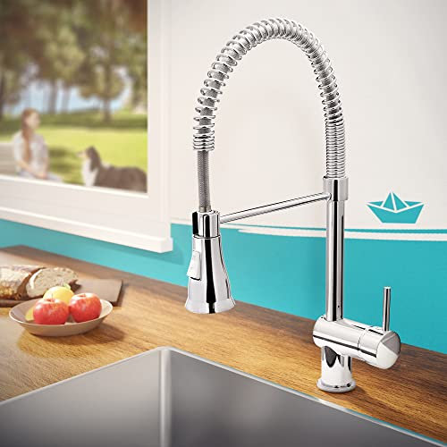 Calmwaters® Premium Spiralfederarmatur, 360° flexible Küchenarmatur mit Brause, Wasserhahn Küche Geschirrbrause
