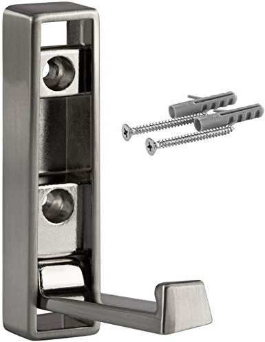 Gedotec Klapphaken Garderobe Kleiderhaken klappbar für Wand-Montage - JUNUS | Kleiderlüfter Metall Edelstahl-Optik | Wandhaken zum Aufschrauben | 1 Stück - Aufbau-Haken Bügelhalter inkl. Schrauben