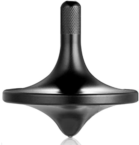 Umweltschutz Edelstahl Metall Kreisel, Anti-Schwerkraft perfekt ausbalanciertes zartes Tischspielzeug, leichtes drehen glatt Schleudern Schleuderzeit über 6 Minuten (M/Schwarz)