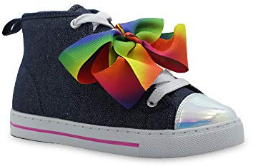 JoJo Siwa Modische High-Top-Sneaker für Mädchen, Roségold (Kleinkind, kleines Kind), Denim, 27.5 EU