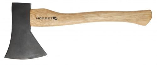 HÖGERT TECHNIK Äxte 1200g mit Holzstiel - Mehrzweckaxt zum Spalten und Hacken, ergonomischer Hickoryholzgriff, gehärtetes Axtblatt 47-55 HRC, mit Keilbefestigung, gefertigt nach DIN 5131