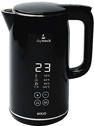SOGO HERVIDOR ELECTRICO CONTROL DIGITAL TEMP ACERO INOX NEGRO -2200W (SS-7750)