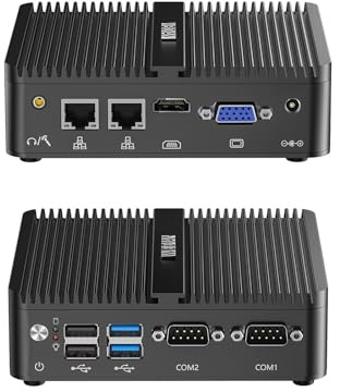 WEIDIAN Fanless Mini PC, Industrial PC, Mini Computer J5005(up to 2.8GHz), 4K HD+VGA Dual Dispaly Output, 2Gigabit Ethernet, 4USB, 2RS232 COM, Win11, WiFi, BT(32GB RAM 512GB SSD)
