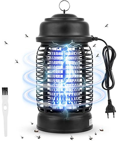 Zanzariera Elettrica, Lampada Antizanzare Elettrica 15W, GuKKK 3000V UV Lampada Antizanzare Elettrico Trappola, Lampada Antizanzare con Pennello Pulito, Area effettiva 50㎡ per Giardino Interno Esterno
