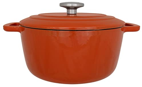 Cosy & Trendy Fontestic Kochtopf mit Deckel aus emailliertem Gusseisen, rostbraun, 4,6 Liter, ø 24 x 11.6 cm hoch