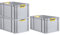 PROREGAL SuperSparSet 3x Eurobox NextGen Color | HxBxT 32x40x60cm | 65 Liter | Griffe gelb offen | Verstärkter Boden | Eurobehälter, Transportbox, Transportbehälter, Stapelbehälter
