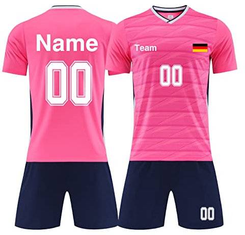 LAIFU Eigener Name Trikot Kinder Set - Personalisierte Fußball trikots Jeder Name Nummer Team Logo Fussballtrikot Jungen