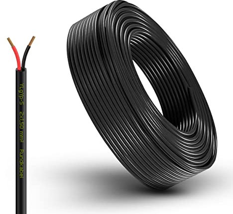 Fahrzeugleitung Anhängerkabel Rund oder Flach Kabel rot/schwarz 2x 0,75 1,0 1,5 mm² 2-adrig 6-24 Volt KFZ AUTO (Rundkabel 1,5 mm², 30 Meter)