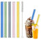 Paille en Verre 21'5 cm, 5 Bubble Tea Paille Colorées Reutilisable Paille Verre avec Brosse de Nettoyage pour Smoothie, Thé à Bulles, Milk-shake, Cocktail, Jus