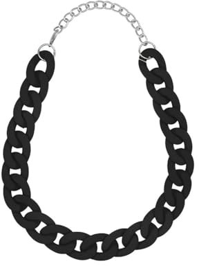 Soul-Cats Statement Kette Halskette bunt riesig oversized Panzerkette Gliederkette Vintage, Farbe:Schwarz