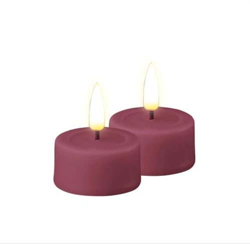 Deluxe Homeart Flammenloses LED-Teelicht-Set für den Innenbereich, mit Real Flame™-Technologie, batteriebetriebene Kerze (Magenta)