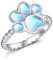 Paw Print Ring Sterling Silber Mondstein Katze Pfote Ringe Paw Print Schmuck Geschenk für Frauen