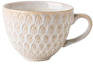 Qiuerte Tazza da colazione vintage goffrata con manico, tazze da caffè in ceramica, 450 ml, grande capacità, tazza da caffè a scuola, ufficio per la tua famiglia, amici