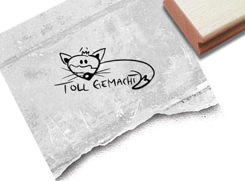 Stempel Toll gemacht mit Fuchs - Lehrerstempel Stempel für Lehrer - Lob Motivation Belohnung Belobigung Schule Geschenk für Kinder - zAcheR-fineT