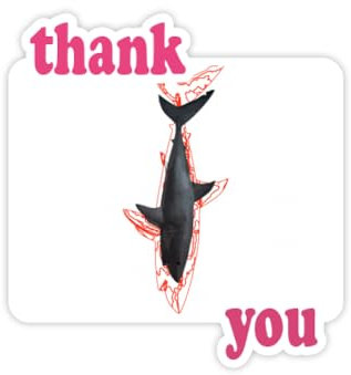 Sharks Hang Upside-Down Bloodstains Suspension Thank You Stickers Zitat Grateful