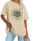 florynova Womens Tops Summer Oversized Tshirt Crewneck Short Sleeve Casual Blouse(Sunflower,M)